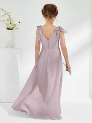 Sleeveless V-neck A-line Junior Bridesmaid Dresses Dusk