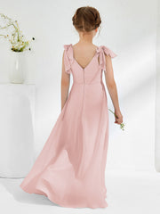 Sleeveless V-neck A-line Junior Bridesmaid Dresses Dusty Rose