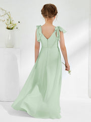 Sleeveless V-neck A-line Junior Bridesmaid Dresses Dusty Sage