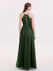 Spaghestti Strap Chiffon Dress with Sweetheart-Olive Green Plus Size