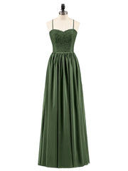 Spaghestti Strap Chiffon Dress with Sweetheart-Olive Green Plus Size