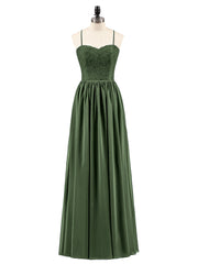 Spaghestti Strap Chiffon Dress with Sweetheart-Olive Green