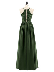 Spaghestti Strap Chiffon Dress with Sweetheart-Olive Green
