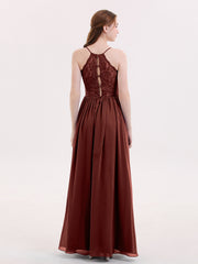 Spaghestti Strap Chiffon Dress with Sweetheart-Terracotta Plus Size