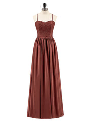 Spaghestti Strap Chiffon Dress with Sweetheart-Terracotta Plus Size