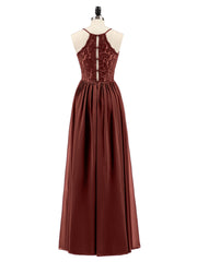 Spaghestti Strap Chiffon Dress with Sweetheart-Terracotta Plus Size