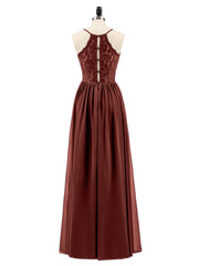 Spaghestti Strap Chiffon Dress with Sweetheart-Terracotta