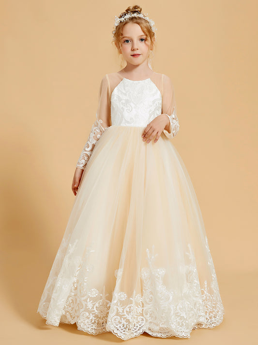 Adorable Flower Girl Dresses with Bowknots and Lace Applique