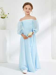 Strapless Floor-length Chiffon Junior Bridesmaid Dresses Blushing Pink