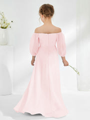 Strapless Floor-length Chiffon Junior Bridesmaid Dresses Blushing Pink