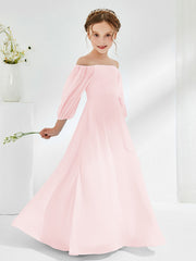 Strapless Floor-length Chiffon Junior Bridesmaid Dresses Blushing Pink
