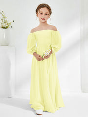 Strapless Floor-length Chiffon Junior Bridesmaid Dresses Daffodil
