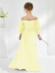 Strapless Floor-length Chiffon Junior Bridesmaid Dresses Daffodil