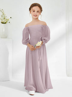 Strapless Floor-length Chiffon Junior Bridesmaid Dresses Dusk