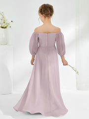 Strapless Floor-length Chiffon Junior Bridesmaid Dresses Dusk