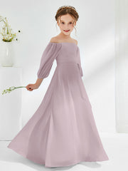 Strapless Floor-length Chiffon Junior Bridesmaid Dresses Dusk
