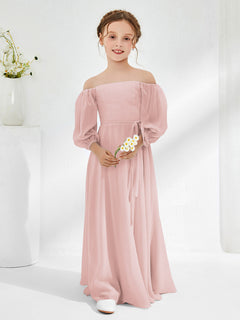 Strapless Floor-length Chiffon Junior Bridesmaid Dresses Dusty Rose