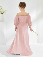 Strapless Floor-length Chiffon Junior Bridesmaid Dresses Dusty Rose