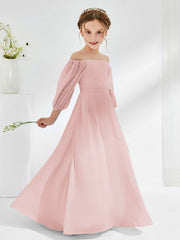 Strapless Floor-length Chiffon Junior Bridesmaid Dresses Dusty Rose