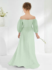 Strapless Floor-length Chiffon Junior Bridesmaid Dresses Dusty Sage