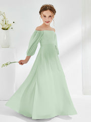 Strapless Floor-length Chiffon Junior Bridesmaid Dresses Dusty Sage