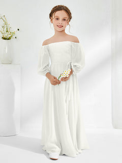 Strapless Floor-length Chiffon Junior Bridesmaid Dresses Ivory