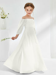 Strapless Floor-length Chiffon Junior Bridesmaid Dresses Ivory