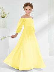 Strapless Floor-length Chiffon Junior Bridesmaid Dresses Lemon