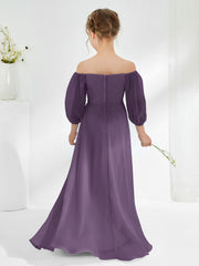 Strapless Floor-length Chiffon Junior Bridesmaid Dresses Plum