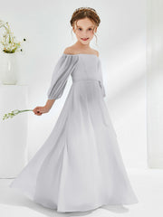Strapless Floor-length Chiffon Junior Bridesmaid Dresses Silver