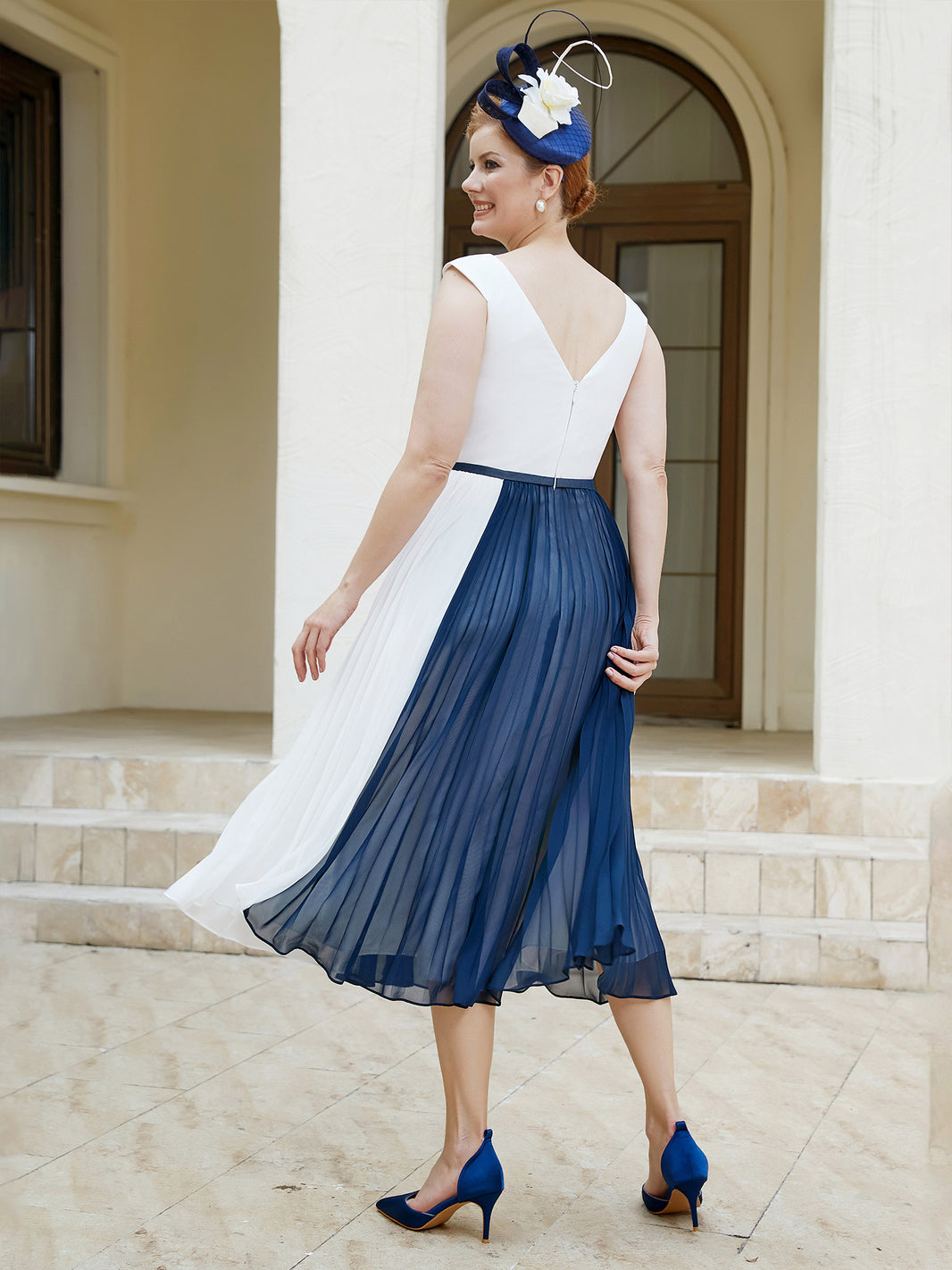 Scoop Neck Half Sleeve Floor-length Dress With Bow Tahiti main image 1