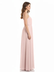 V-neck Spaghetti Strap Chiffon Bridesmaid Dresses-Dusty Rose