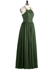 Illusion Neck Lace and Chiffon Maxi Gowns-Olive Green Plus Size