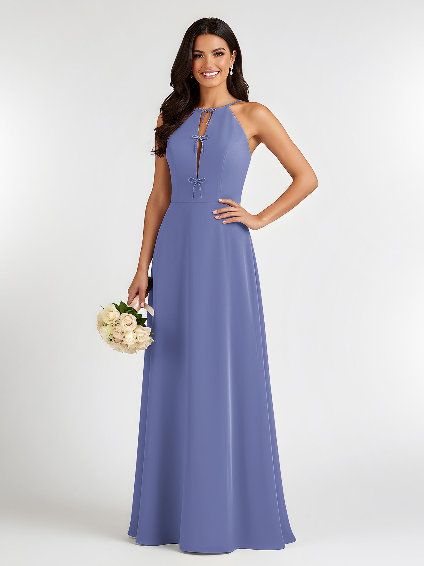 blue dress for baby girl Periwinkle Floral Lace Plunge V A-Line Prom Dress with Slit – Dreamdressy