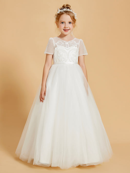 Tulle Delight: Flower Girl Dresses with Button Accents