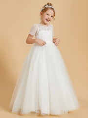 Tulle Delight: Flower Girl Dresses with Button Accents