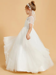 Tulle Delight: Flower Girl Dresses with Button Accents