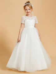 Tulle Delight: Flower Girl Dresses with Button Accents