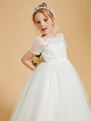 Tulle Delight: Flower Girl Dresses with Button Accents