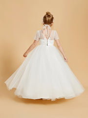 Tulle Delight: Flower Girl Dresses with Button Accents
