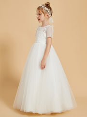 Tulle Delight: Flower Girl Dresses with Button Accents
