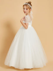 Tulle Delight: Flower Girl Dresses with Button Accents