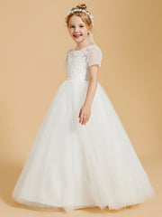 Tulle Delight: Flower Girl Dresses with Button Accents