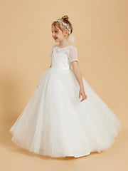 Tulle Delight: Flower Girl Dresses with Button Accents