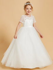 Tulle Delight: Flower Girl Dresses with Button Accents