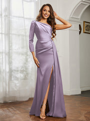 Sheath/Column One Shoulder Satin Prom Dress Lilac Plus Size