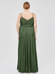 Spaghetti Strap Sweetheart Chiffon Dresses Olive Green