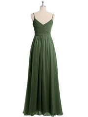 Spaghetti Strap Sweetheart Chiffon Dresses Olive Green