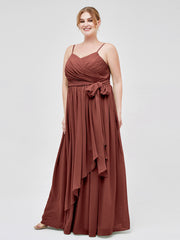 Spaghetti Strap Sweetheart Chiffon Dresses Terracotta