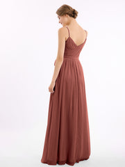 Spaghetti Strap Sweetheart Chiffon Dresses Terracotta
